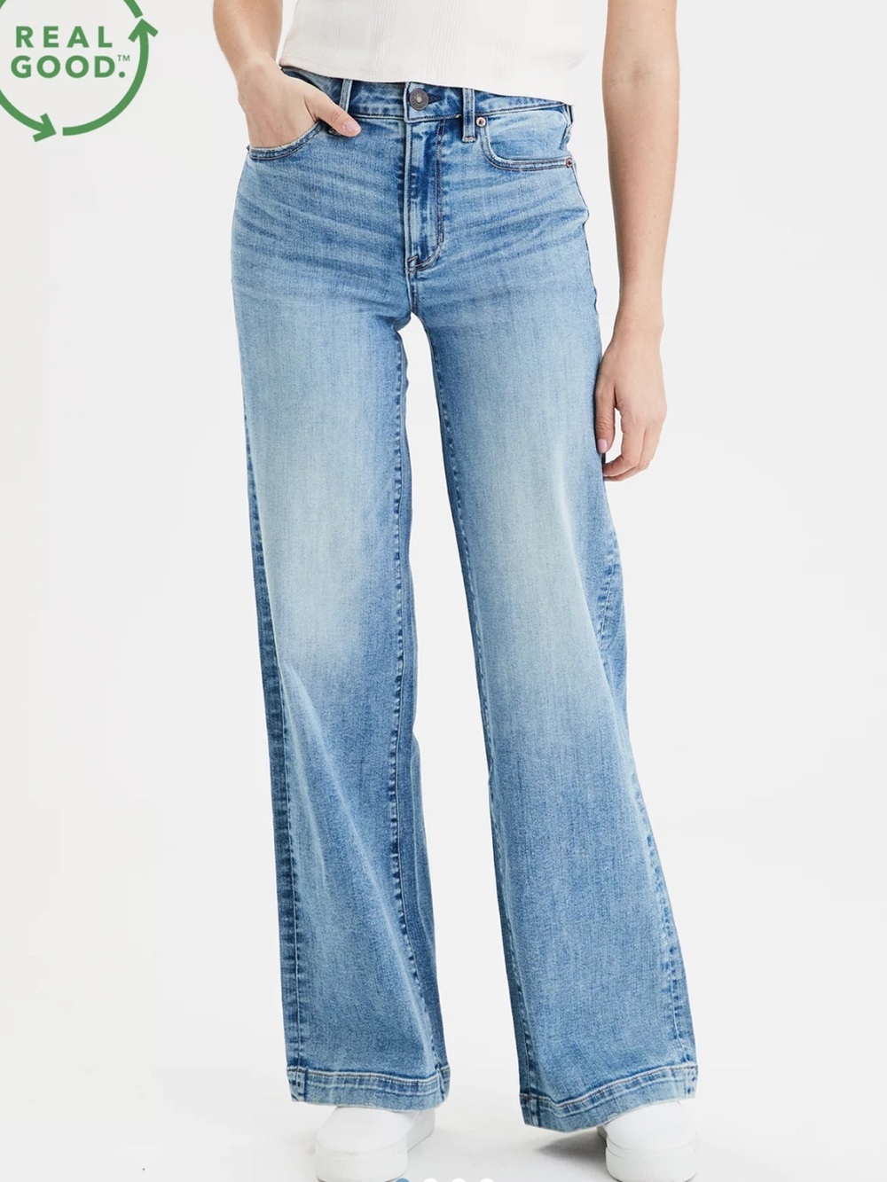 AMERICAN EAGLE WOMENS WIDE LEG JEANS 10